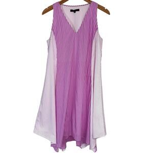 Abbey Glass Pink Striped Handkercheif Hem Sutter Dress Size Medium *Missing Belt